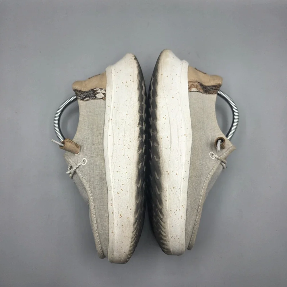 Hey Dude Wendy Peak Shoes Womens 7 Beige Platform‎ Woven Loafer Slip On